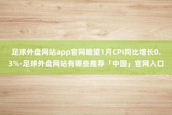 足球外盘网站app官网瞻望1月CPI同比增长0.3%-足球外盘网站有哪些推荐「中国」官网入口